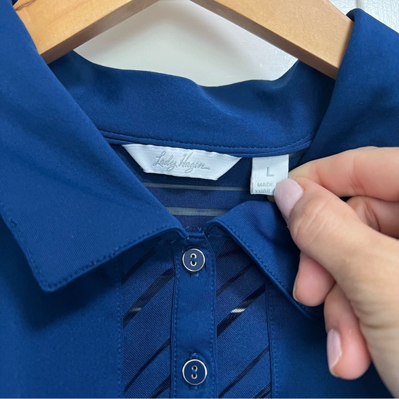 Lady Hagen Sleeveless Navy Golf Polo Large - Picture 2 of 9